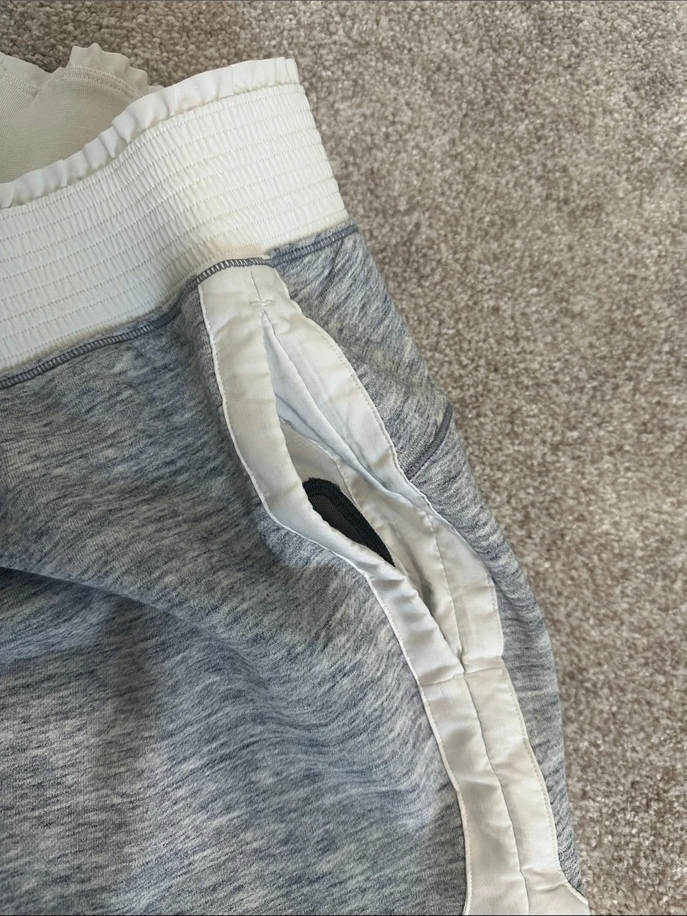 lululemon athletica Gray Heather Athletic Shorts with White Trim